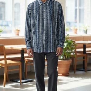 Robert Graham Blue Striped Dress Shirt